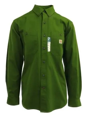 Carhartt Men's Flannel Shirt Lime Green Rugged Long Sleeve (328) • $27.50