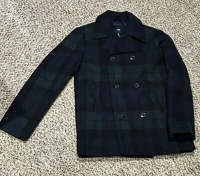 GAP Men’s Blackwatch Plaid Peacoat XS • $35