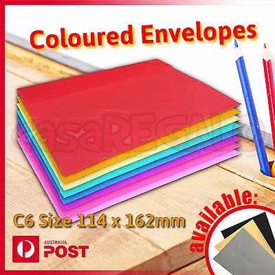 Coloured Envelopes Party Wedding Invitation Red Pink Blue Green Yellow C6 25pcs • $5.95