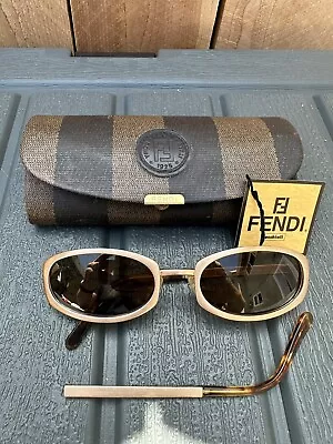 VTG Fendi Sunglasses FS 195 Satin Gold Frame W CASE 52[]19-130 Made Italy DESC • $60