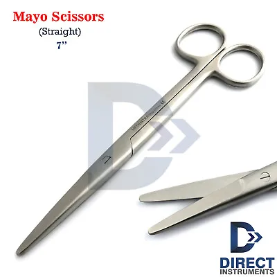 Medical Mayo Scissors Straight 7'' Blunt Surgical Operating Dissecting Suture CE • $8.75