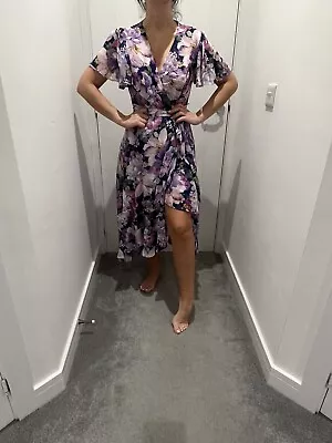 £35 • Buy Bnwt Lipsy Valerie Chiffon Floral Wrap Angel Sleeve Dress Size 18 New Style In