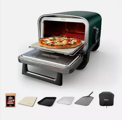 Ninja Woodfire 700°F 8-in-1 Outdoor Pizza Oven Roaster BBQ Smoker W/ Extras • $379.96