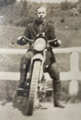 X2 Antique Snapshot Photos Men On Motorcycle • $3.50