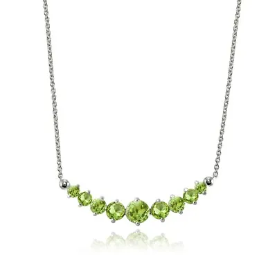 Sterling Silver Peridot Graduated Necklace • $23.62