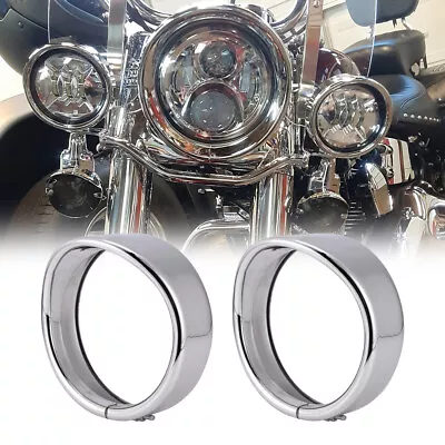 $35.99 • Buy 4.5  Passing Light Trim Spot Lamp Visor Ring Cover For Harley Touring Road King