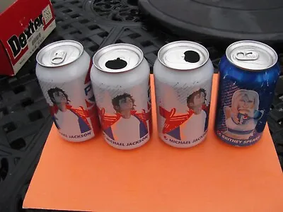 3- Michael Jackson  & 1 Britney Spears PEPSI Soda Cans 12OZ - Empty • $19