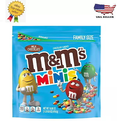 New M&M's Minis Milk Chocolate Candy Family Size - 16.9 Oz Bulk Bag • $10.72