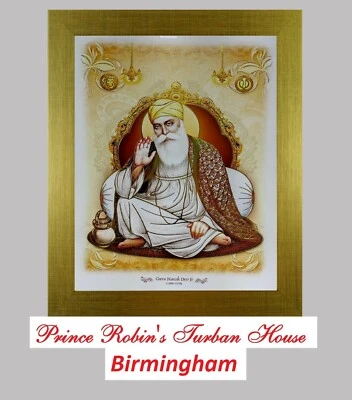 £22.99 • Buy Sikh Gurus Photo Frames In SHINY GOLD Frame Sikh 10 Gurus Picture In 2 BIG SIZES