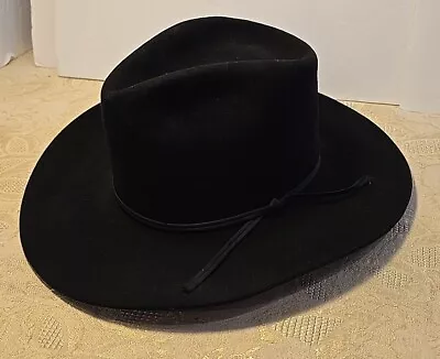 Vintage Resistol Tycoon Cowboy Long Oval 4X Beaver Hat Men's 7 1/8 Black NOTE • $75