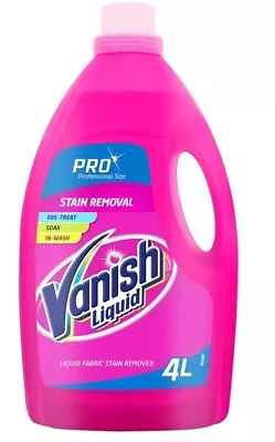 Vanish Fabric Stain Remover Oxi Action Liquid Pre-Treat Clothes 4 Litres • £15.99