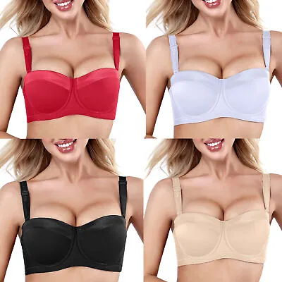 Women Super Boost Push Up Bra Padded Multiway Strapless Bra  B C D E F • £10.97