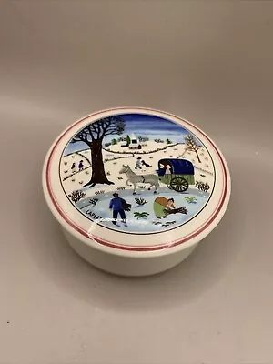 Vintage Villeroy & Boch Laplau NAIF CHRISTMAS Trinket Box Porcelain Luxembourg • $20