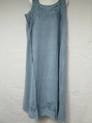 Vermont Country Store Womens Blue Lattice Sleeveless Dress   Size 1X • $7.49