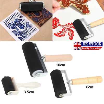 1.5/2.5/4 Inch Hard Rubber Roller Printing Ink Lino Brayer Art Craft Tool • £5.59