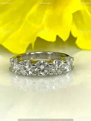 3 CT Moissanite 5-Stone Wedding Anniversary Band Ring 14K White Gold Plated • $58.56