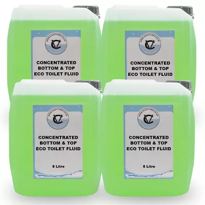 Eco Friendly Toilet Fluid Bottom & Top Green Motorhome & Caravan Rinse - 4 X 5L • £29.99