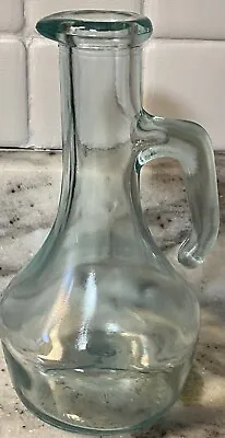 Vintage Made In Italy MOD DEP Glass Pitcher With Handle Bar Flower Vase Decor • $19.99