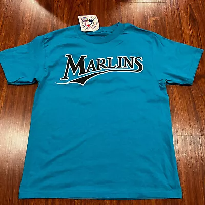 Majestic Youth Florida Marlins Teal Jersey Shirt Large L MLB Boys Florida • $5