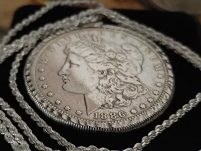 Americana 1886 New Orleans Mint Morgan SILVER DOLLAR Pendant 24  925 Chain • $196.90