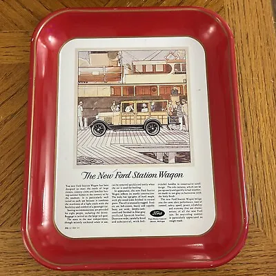 Vintage Red Metal Tray The New Ford Motor Company Station Wagon Advertisement • $49.99