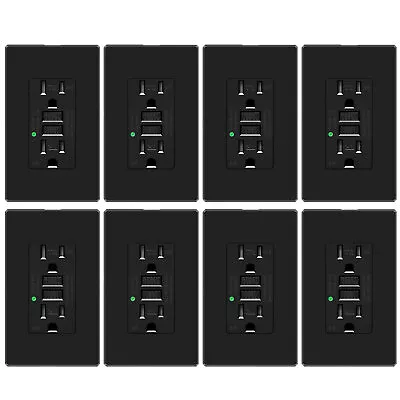 8PK Gfi GFCI Electrical Outlet 15Amp TR WR With LED Indicator ETL Listed BLACK • $88.93