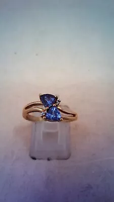 Hallmarked 9 Ct Gold Amethyst & Tiny Diamond Ring Size N. • £89