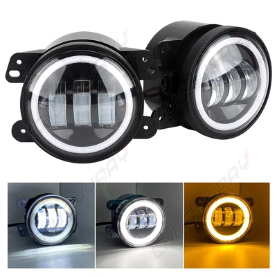 $58.49 • Buy 4  Inch Round LED Halo Fog Lights Angel Eyes DRL Lamp For Jeep Wrangler JK LJ JT