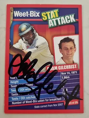 Rare Adam Gilchrist Weet Bix Signed Card Cricket Australia  • $39
