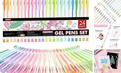  Pastel Gel Pens 24 Pastel Milky Colors Gel Pen For Black 24 Pack Pastel Tone • $24.63