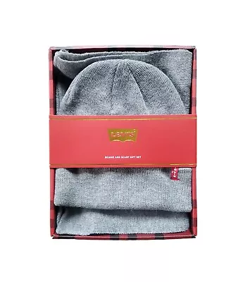 Levi’s Beanie And Scarf Gift Set Gray One Size NIB  • $19.95