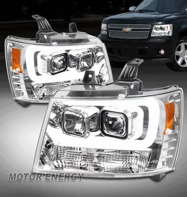 For 07-13 Avalanche Suburban Tahoe Switchback LED Bar Projector Headlight Chrome • $299.95