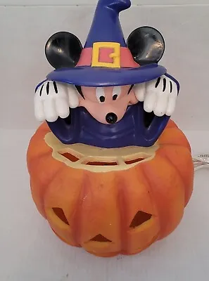 Vintage 1996 Disney Halloween Mickey Mouse Witch Light Up Pumpkin 12  × 9  • $19.99