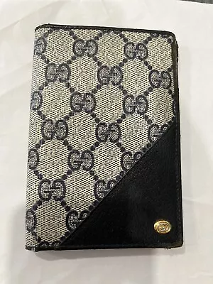 Gucci Vintage Wallet GG Supreme Navy Italy Large Bill Doc Holder • $49.99