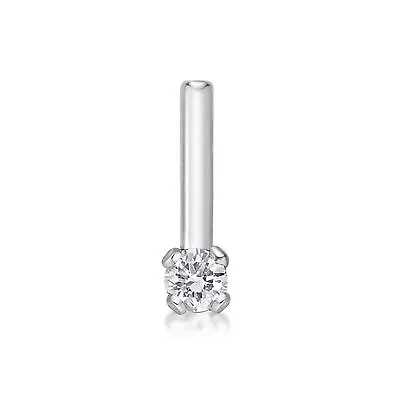 20 Gauge 0.01 Carat Lab Grown Diamond L-Shaped Nose Ring In 14K White Gold • $39.99