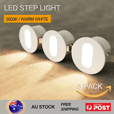 $69 • Buy 3X 1W LED Step Light Stairs Round Indoor Warm White Recessed Wall Light White