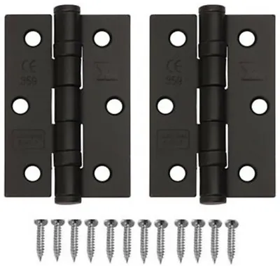 Black 3  Ball Bearing Door Hinge 76mm To Suit Internal Doors Pair + BLACK Screws • £3.40