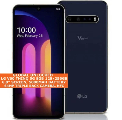 $356.19 • Buy LG V60 THINQ 5G LMV600TM/LMV600VML 8gb 128/256gb Octa-Core 6.8  Fingerprint NFC