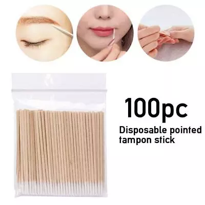 100PCS Disposable Cotton Swab Lint Free Micro Brushes Wood Cotton Buds Swabs • £1.57