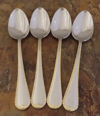 Mikasa Cameo Gold 4 Place Soup Spoons 18/10 Stainless Flatware Vietnam Lot D • $18.99