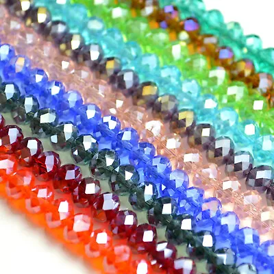 Faceted Rondelle Crystal Glass Beads 4mm6mm8mm10mm - Pick Ab Colour • £2.60