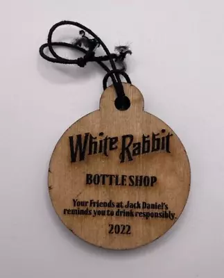 Jack Daniels White Rabbit Bottle Shop Decanter Wooden Bottle Tag 2022 • £4.81