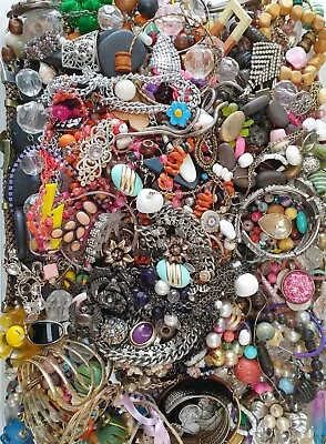 Bulk Vintage Lot Jewellery Parts Beads Cabochons Stones Findings Craft #C242 • $78