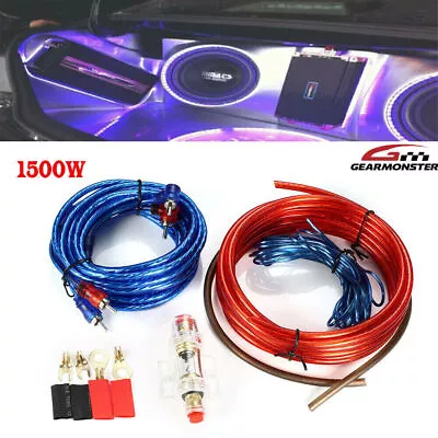 1500w Car Power Amplifier Wiring Kit Audio Subwoofer AMP RCA Power Cable Sub NEW • £9.95