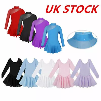£13.66 • Buy UK Girls Ice Skating Dress Kids Ballet Dance Long Sleeves Leotard Skirt Costumes