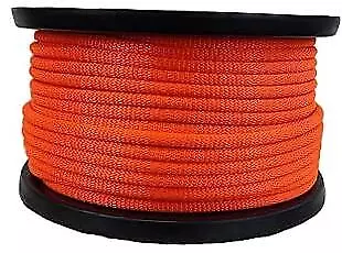 3/8 Inch Neon Orange Dacron Polyester Rope - 250 Foot Spool | Solid Braid -  • $111.57