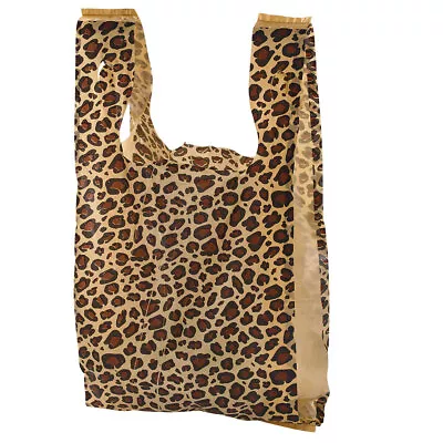 Small Leopard Print Plastic T-Shirt Bags - Case Of 1000 • $58.76
