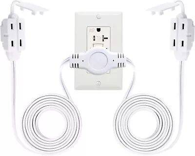 12 Ft Twin Extension Cord Power Strip 6 Ft Each Side 6 Outlets With Safety Cover • $11.99