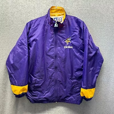 Vintage Minnesota Vikings Jacket Womens Large White Purple Full Zip NFL Starter • $38.75