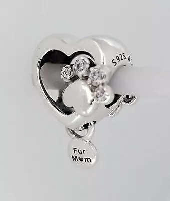 New 100% Authentic PANDORA Sparkling Paw Print Heart Fur Mom Charm 798873C01 • $41.65